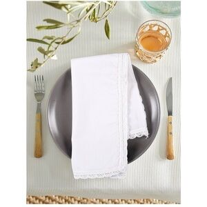 Classic White Lace Trim Napkin 20”x20” white cotton the beer valley set of 12